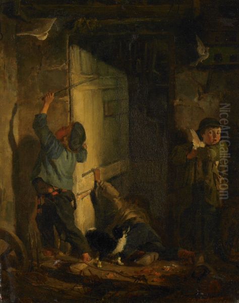 Robbing the Pigeon Roost (Chasing Doves) by Frederick Arthur Bridgman, 1868 - view 1