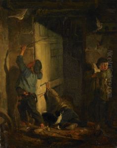 Robbing the Pigeon Roost (Chasing Doves) by Frederick Arthur Bridgman, 1868 by Frederick Arthur Bridgman