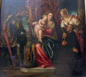 Madonna and Child between St. Justina and St. George, with a Kneeling Benedictine Monk by Paolo Veronese (Caliari)