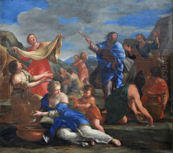 Les Israelites recueillant la manne dans le desert - view 1