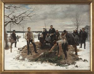 Begravning i Alsike by Gustaf Cederstrom