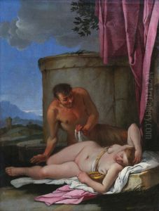 Satyre epiant une nymphe, dit aussi Jupiter et Antiope by Giulio Carpioni