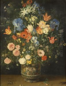 Stilleben med blomstervas och insekter by Jan Brughel