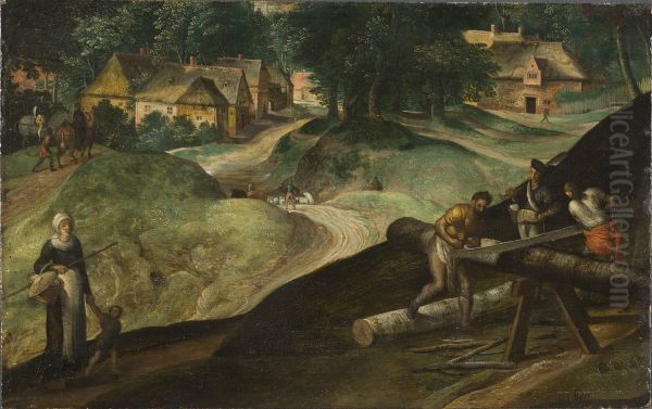 Landscape with Men Sawing Timber - view 1