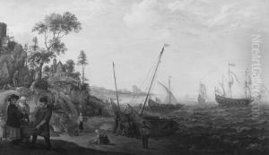 Rocky Coast with Ships and Figures