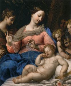 The Sleep of the Infant Jesus, with Musician Angels by Carlo Maratta or Maratti