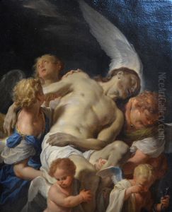 Le Christ mort porte par des anges by unknown