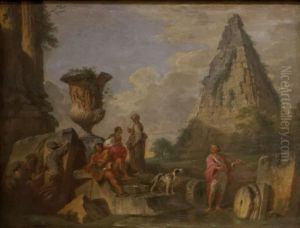 Ruines antiques avec la Pyramide de Caius Cestius by Giovanni Paolo Panini