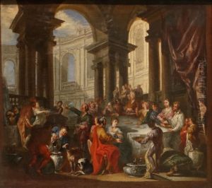 Festin donne sous un portique d'ordre ionique