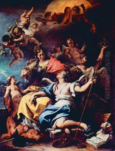 Allegorie de la France sous la figure de Minerve foulant aux pieds l'Ignorance et couronnant la Vertu by Sebastiano Ricci