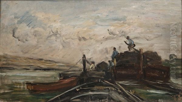 Barges on a River - view 1