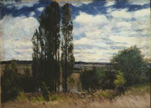 Seine-landskap med popplar