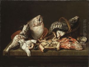 Still Life with Fishes, a Crab and Oysters by Isaac Van Duynen