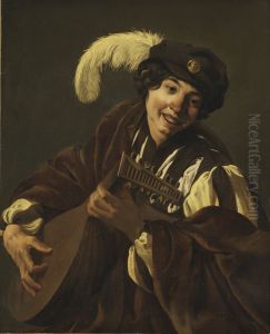 A Boy Playing the Lute ("Hearing", One of a Series of the Five Senses) by Hendrick Ter Brugghen