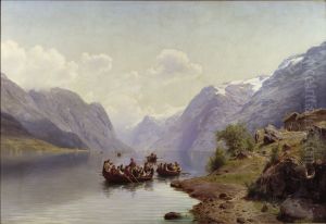 Brudfard pa Hardangerfjorden by Johan Fredrik Eckersberg