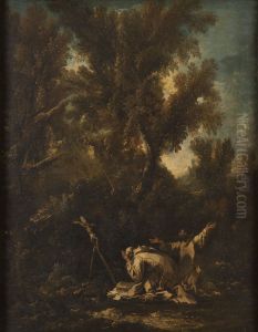Landskap med tva botgorande munkar by Alessandro Magnasco