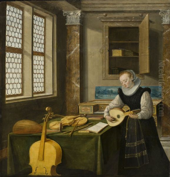 Lady Playing the Lute - view 1