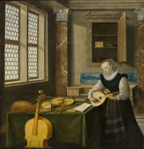 Lutspelerska by Hendrik van Steenwijk II