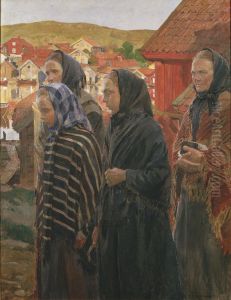 Fiskarkvinnor pa vag fran kyrkan Fiskarkvinnor pa vag fran kyrkan