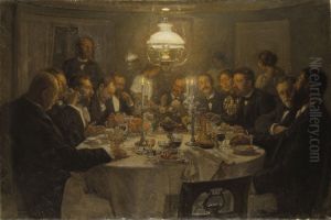 An Artist's Gathering (Malerne modes) by Viggo Johansen