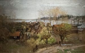 Landskap fran Vaxholm by Alfred Wahlberg