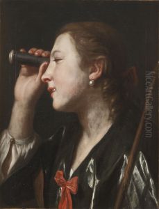 Flicka med kikare by Pietro Rotari