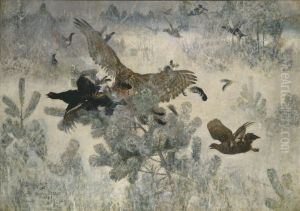 Hawk and Black-Game by Bruno Andreas Liljefors