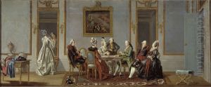 Gustavian Style Interior with Cardplayers by Pehr Hillestrom