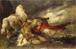 Valkyria och doende hjalte by Hans Makart