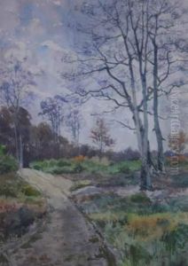 Paysage Aux Bouleaux. by Alexandre Auguste Caron