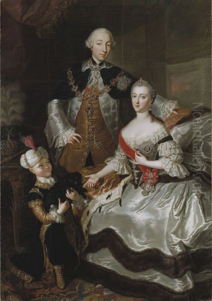 Peter III, 1728-1762, hertig av Holstein-Gottorp, kejsare av Ryssland, Katarina II, 1729-1796, prinsessa av Anhalt-Zerbst, kejsarinna av Ryssland samt kalmuckisk betjantpojke - view 1