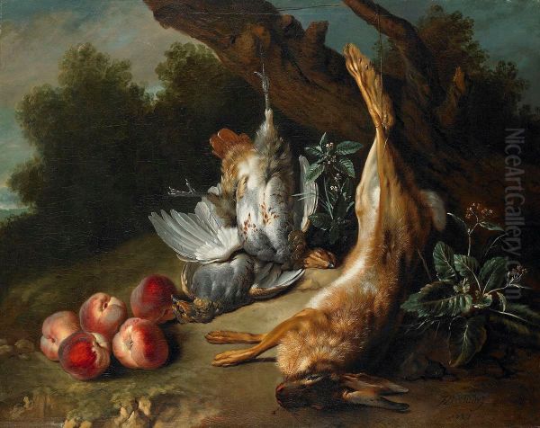 Still-life with Dead Game and Peaches in a Landscape - view 1