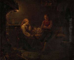 Het zieke kind by Adolph Tidemand