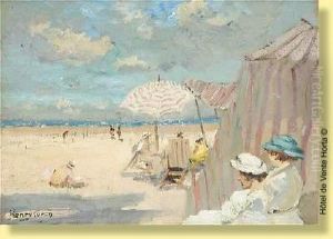 Elegantes A La Plage Pres De Leur Tonnelle by Henri Paul Edmond Caron