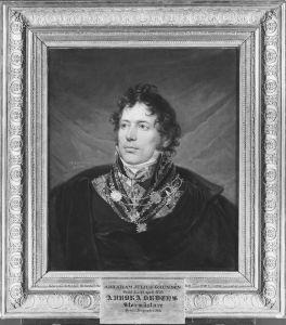Abraham Julius Grunden, 1779-1835, stormastare i Aurora Orden, kammarrad by Johan Gustaf Sandberg