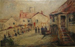 Dorpsgezicht Met Personages by Joseph Caron