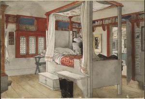 Daddy's Room. From A Home (26 watercolours) by Carl Larsson