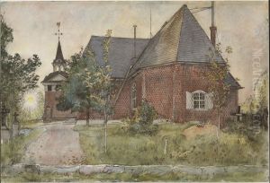 Sundborns gamla kyrka. Ur Ett Hem (26 akvareller) Sundborns gamla kyrka. Ur Ett Hem (26 akvareller)