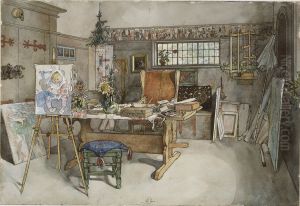 Ateljen. Ur Ett hem (26 akvareller) by Carl Larsson