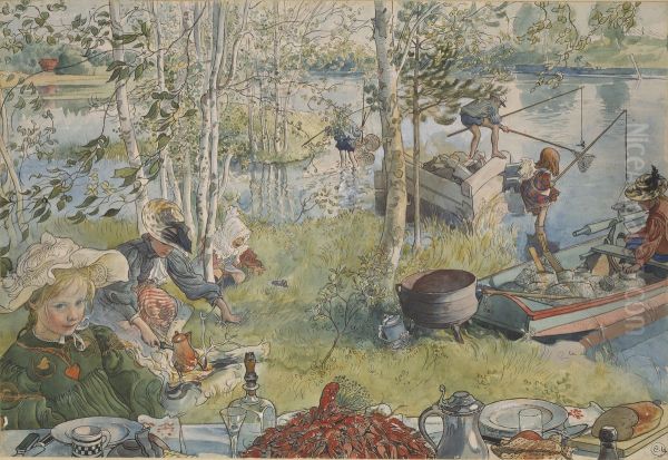 Crayfishing. From A Home (26 watercolours) - view 1