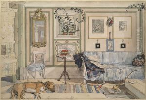 Cosy Corner. From A Home (26 watercolours) by Carl Larsson