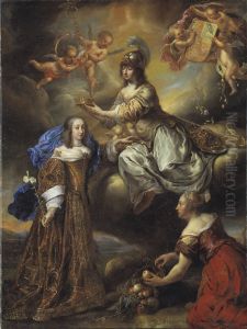 Allegori over Hedvig Eleonora, 1636-1715, krones av Minerva