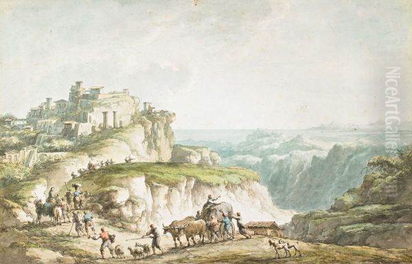 View of Catanzaro (from "Voyage Pittoresque, ou Description des royaumes de Naples et de Sicile" by Jean-Claude Richard Abbe de Saint Non) - view 1