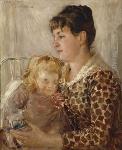 Mor och barn. Konstnaren Allan Osterlinds maka och dotter by Ernst Josephson