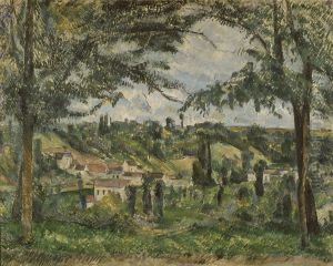 Le Hameau des Patis a Pontoise, encadre par des arbres (Hamlet of Patis in Pontoise, framed by trees) by Paul Cezanne
