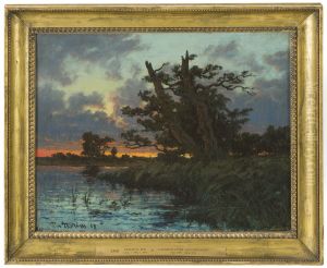 Landskap efter solnedgang Landskap efter solnedgang
