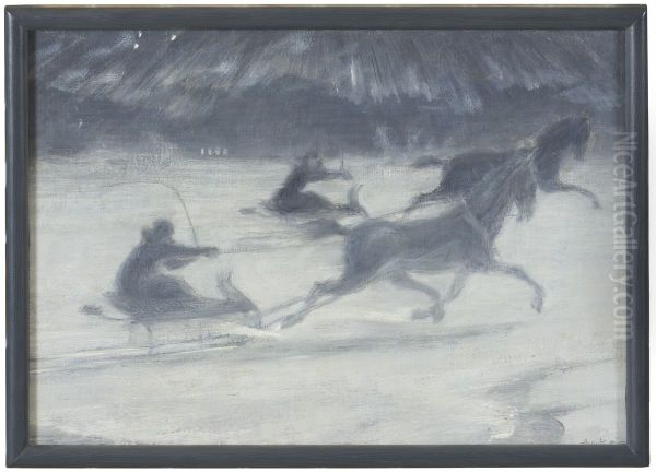 Sleighing on the Ice. Illustration for a Short Story by Per Hallstrom - view 1