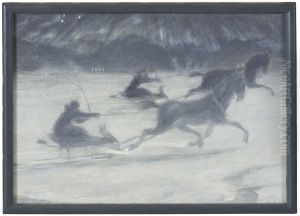 Sleighing on the Ice. Illustration for a Short Story by Per Hallstrom by J.A.G. Acke