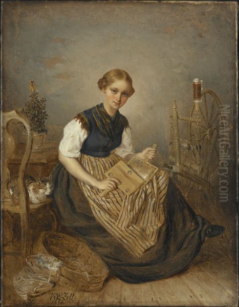 A Girl Carding - view 1