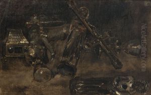 Kyrkliga karl och bilder. Studie till Valdemar Atterdag brandskattar Visby.
